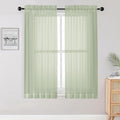 Sheer Curtains 63 inch Length 2 Panels Set (Light Green / 42"W x 63"L (Pack of 2))