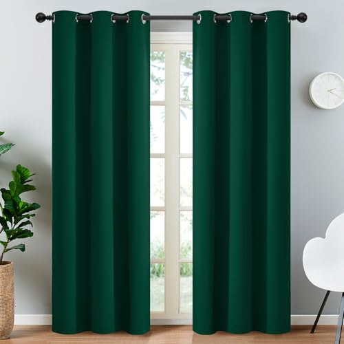 Blackout Curtains 38x90 inch Dark Green Thermal Drapes (Dark Green / 36"W x 90"L (Pack of 2))