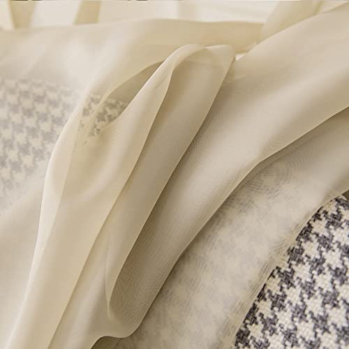 2 Panels Kitchen Tiers Half Window Sheer Curtains 29 X 24 Inch Beige (Beige / 29"W x 24"L (Pack of 2))