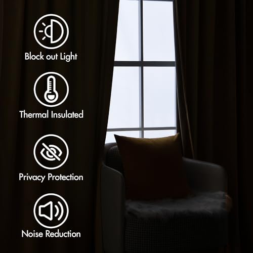 Velvet Curtains 52x96 inches 2 Panels Gold Brown Blackout Curtains (Golden Brown / 52"W x 96"L (Pack of 2))