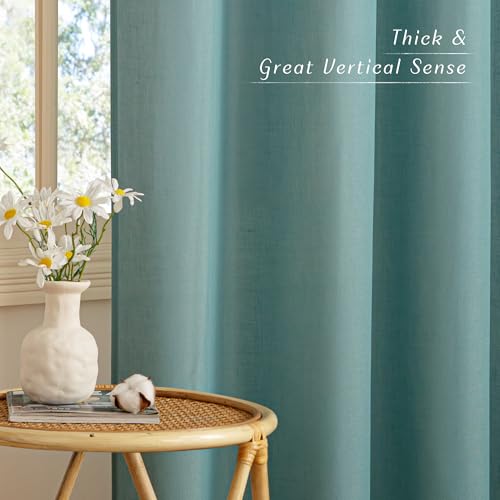 Greyish Blue Linen Curtains for Kitchen (Greyish Blue / 55"W x 84"L (Pack of 2))