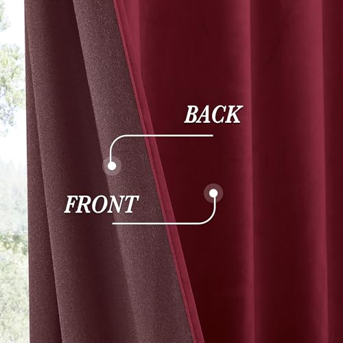 Velvet Curtains 102 inches Long (Burgundy / 52"W x 102"L (Pack of 2))