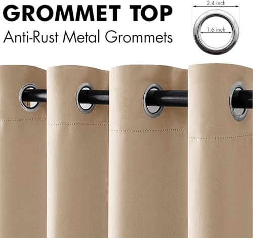 Closet Curtain for Open Closet Without Door Grommet Top 34x80 Inches (Beige / 34"W x 80"L (Pack of 2))