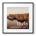 16x16 Black Metal Picture Frame Matted to 12x12 (Set of 01 / Black Metal / 16x16 in)