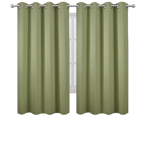 Sage Green Blackout Curtains 66 x 63 Inch Length (Sage Green / 66"W x 63"L (Pack of 2))