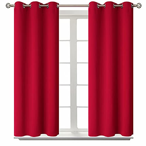 Short Curtains for Small Window 54 Inch Long (Red / 38"W x 54"L (Pack of 2))