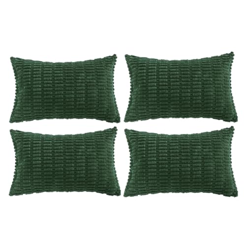 4 Packs Decorative Throw Pillow Covers for Living Room Couch Bed (24" x 16" (Pack of 4) / Dark Green)