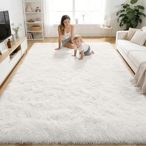 Area Rugs for Living Room Bedroom (4x5.9 Ft / White)