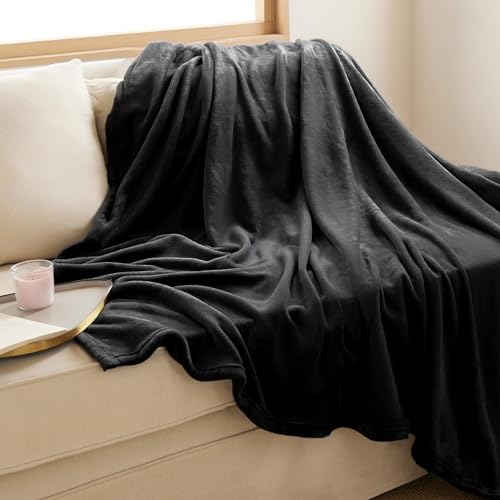 Soft Cozy Warm Fleece Twin Blanket for Bed 300GSM Black 60"x80" (03 - Black / Twin (60" X 80"))