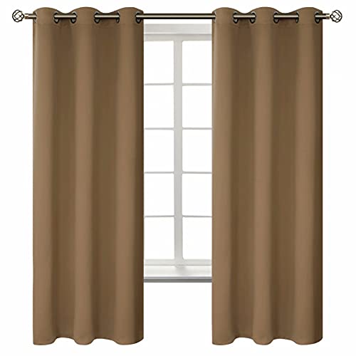 Taupe Blackout Curtains for Bedroom 63 Inch Long (Taupe / 42"W x 63"L (Pack of 2))