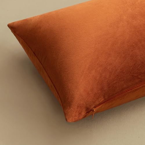 Velvet Fall Throw Pillow Covers 18x18 Inch Pack of 2 Rust (18" x 18" (Pack of 2) / Rust)