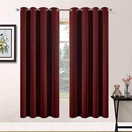 Room Darkening Curtains 52x63 inch Length Burgundy Red (Burgundy Red / 52"W x 63"L (Pack of 2))