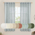 Sheer Linen Curtains 63 inches Long for Bedroom Window 2 Panels (Greyish Blue / 38"W x 63"L (Pack of 2))