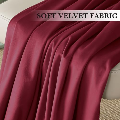 Burgundy Velvet Curtains 84 inches for Bedroom Living Room (Burgundy / 52"W x 84"L (Pack of 2))