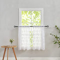 Vintage Lace Curtains 36 inch Length Country White Cafe Kitchen Sheer Short Curtain Panels for Bathroom (Bright White / 26"W x 36"L (Pack of 2))