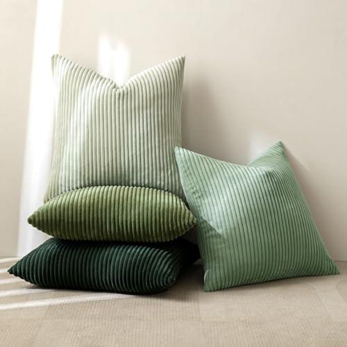 Soft Corduroy Decorative Throw Pillow Covers Forest Green 18x18 (18" x 18" (Pack of 4) / Forest Green)