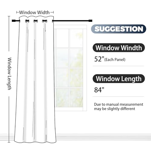 Ombre Gradient Blue White to Gray Curtains for Bedroom (52"W x 84"L (Pack of 1) / Blue and White)