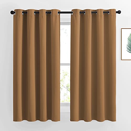 Bedroom Curtains 63 inch Length 2 Panels (Gold Brown / 52"W x 63"L (Pack of 2))