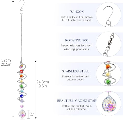 5 Pack Crystal Suncatcher Gazing Ball Spiral Wind Spinner Garden Decor (5 Pack)