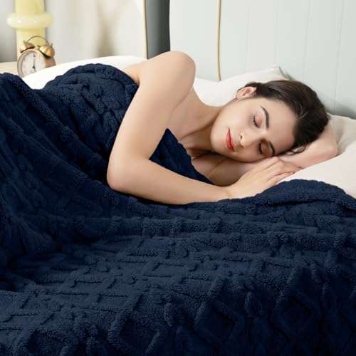 Fleece Throw Blanket for Couch Sofa 60"x80" Navy (Navy / Twin(60×80in))