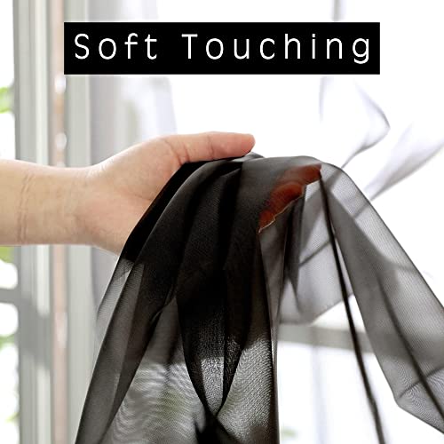 2 Panels Black Valance (Black / 42"W x 14"L (Pack of 2))