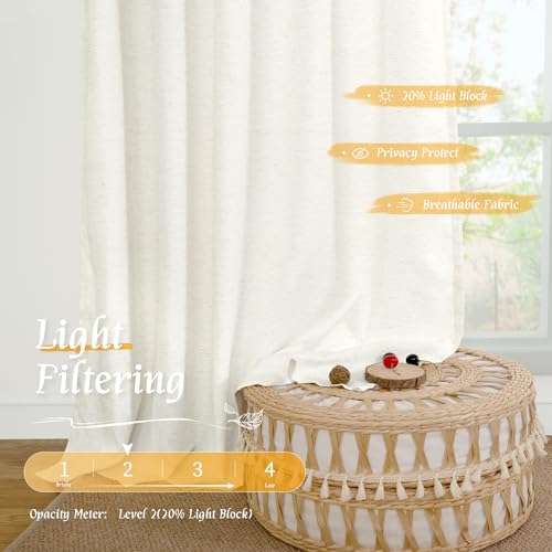 Natural Linen 63 Inch Length Curtains for Living Room (Natural-1 / 52"W x 63"L (Pack of 2))
