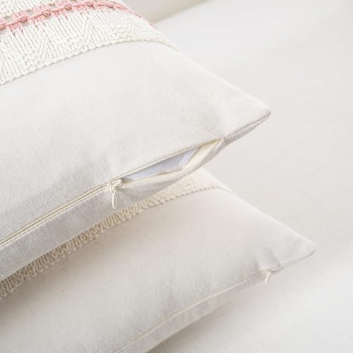 Set of 1 Boho Pink Decorative Throw Pillow Cover 22x22 Inch for Couch Bed Sofa (22" x 22" (Pack of 1) / Pink)