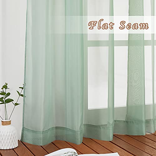 Sage Green Sheer Curtains 90 inch Long 2 Panels Set (Sage Green / 54"W x 90"L (Pack of 2))