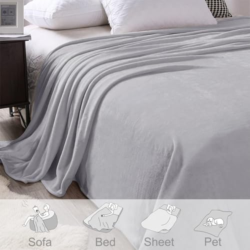 Soft Fleece Blanket Cal King Size for Bed (Light Grey / California King (120" x 120"))