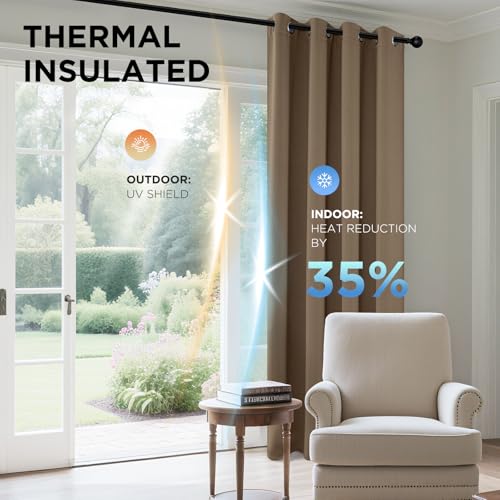 Blackout Curtains 72 Inch Length 2 Panels Set (Khaki / 42"W x 72"L (Pack of 2))