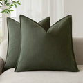 Linen Solid Decorative Throw Pillow Cover 22x22 Inch Dark Green (22" x 22" (Pack of 2) / Rifle Green)