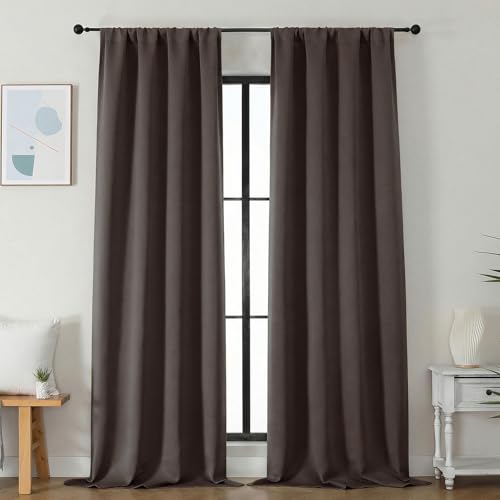 Ava Chocolate Blackout Curtains for Bedroom 96 Inches Long 2 Panels (Chocolate / 40"W x 96"L (Pack of 2))