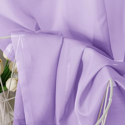 Light Purple Sheer Curtain Panels Pair Sold 96 Inch Length (42"W x 96"L (Pack of 2) / Lavender)