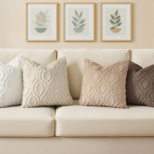 Faux Fur Soft Light Brown Throw Pillow Covers 12x20 Set of 2 (20" x 12" (Pack of 2) / Light Brown)