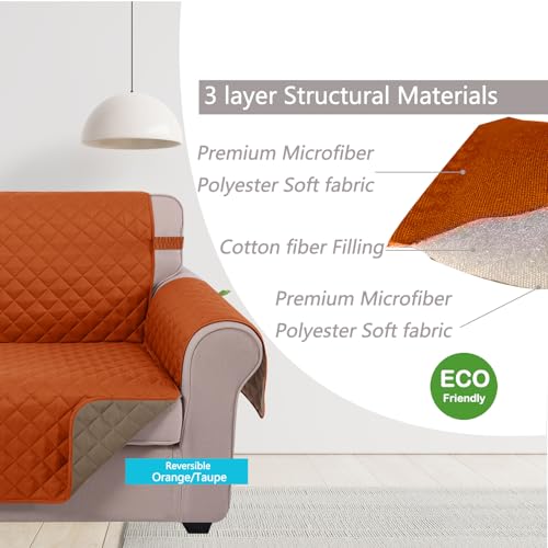 Loveseat Sofa Cover for 2 Cushion Couch (Orange/Taupe / 45''loveseat-small)