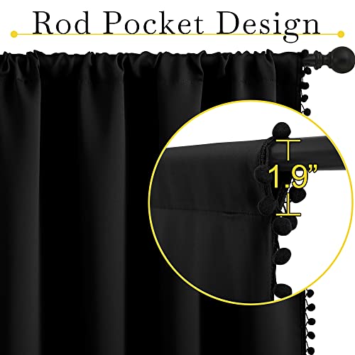 2 Panels Blackout Curtains (Jet Black / 42"W x 84"L (Pack of 2))