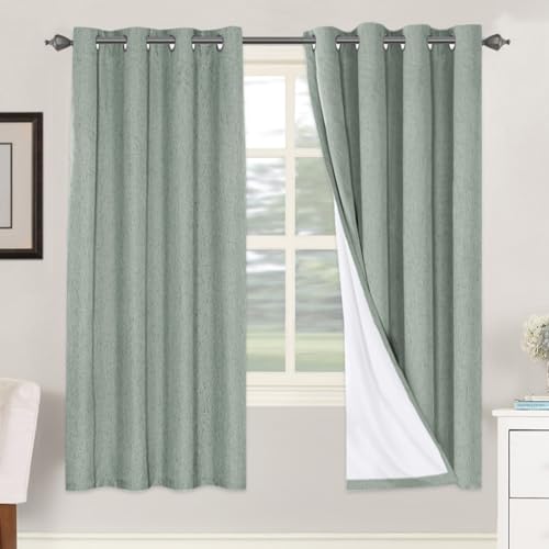100% Blackout Linen Curtains 72" L 2 Panels Green Bay (Green Bay / 52"W x 72"L (Pack of 2))