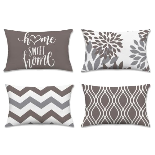 Throw Pillow Covers 12x20 (Grey / 20" x 12" (Pack of 4))