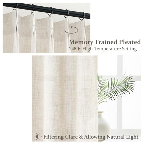 Pinch Pleat Cream Beige 72 Inch Curtains for Bedroom (Birch / 40"W x 72"L( Pack of 2))