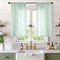 Light Green Linen Curtains 45 Inch Length (Sage Green / 30"W x 45"L (Pack of 2))