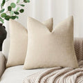 Solid Textured Chenille Throw Pillow Covers 20x20 Inch (20" x 20" (Pack of 2) / Cement)