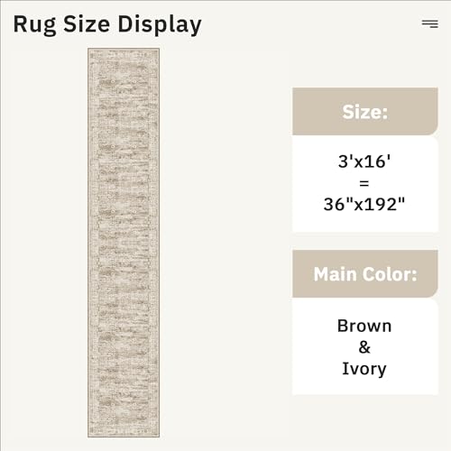 Washable 3x16 Hallway Runner Rug Non (Brown / 3' x 16' (Runner))
