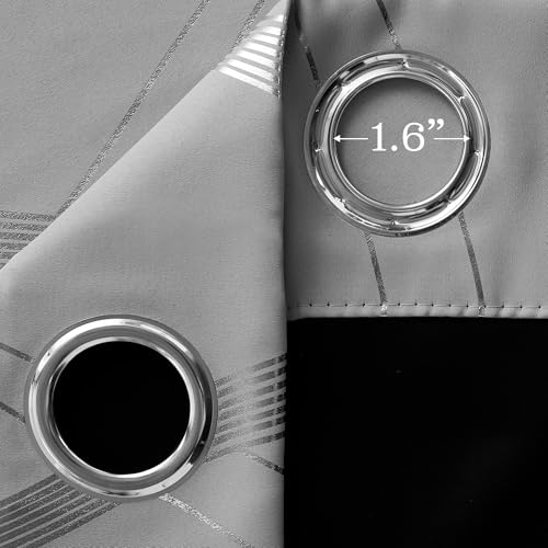 100% Blackout Print Curtains 84 inch Long (100% Blackout - Silver Grey / 52"W x 84"L (Pack of 2))