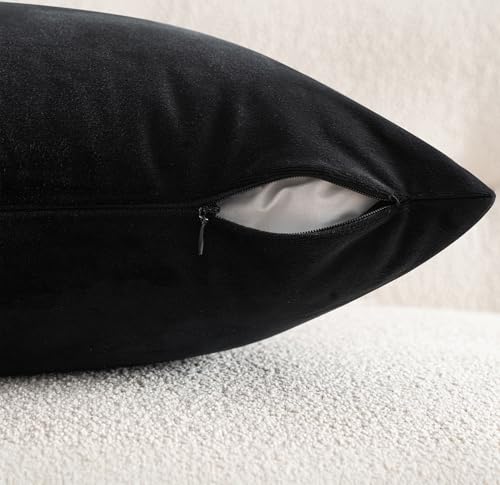 28x28 Inch Pack of 2 Euro Velvet Throw Pillow Covers Black (28" x 28" (Pack of 2) / Black)