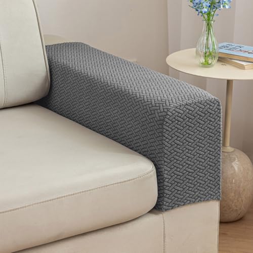 2Pcs Couch Arm Covers (Texture Gray / Armrest Cover)