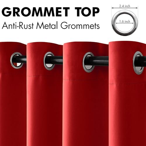 Red Blackout Bedroom Curtains 63 Inch Long Light Blocking (Red / 42"W x 63"L (Pack of 2))