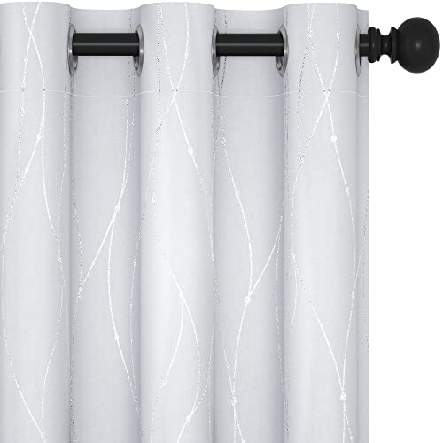 Living Room Curtains 63 Inches Long (Greyish White/Wave Dots / 42"W x 63"L (Pack of 2))
