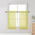 Short Lemon Sheer Curtains 36 Inch Length 2 Panels Set (Lemon Yellow / 42"W x 36"L (Pack of 2))