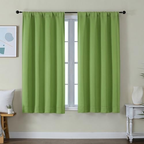 Ava Lime Short Blackout Curtains for Bedroom 54 Inches Long 2 Panels Set (Lime / 40"W x 54"L (Pack of 2))