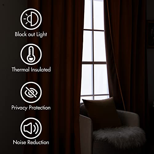 Velvet Curtains 52x108 inches 2 Panels Gold Brown Blackout Curtains (Gold Brown / 52"W x 108"L (Pack of 2))